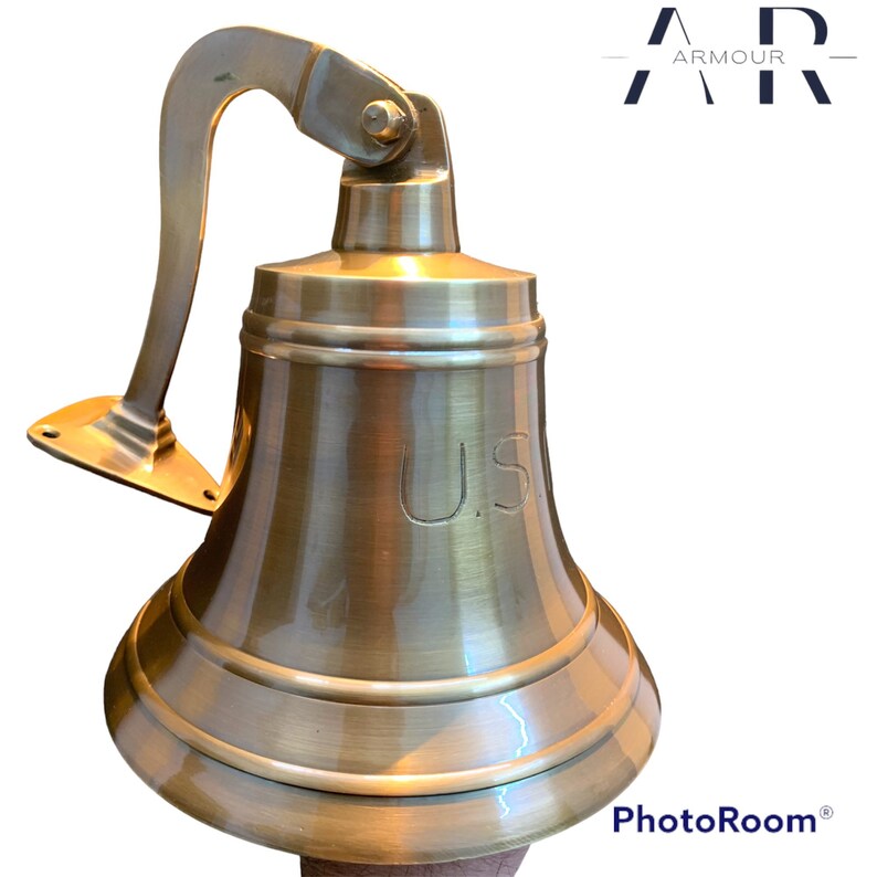 Brass Ship Bell Wall Hanging Bracket US Navy Antique Door Bell Etsy
