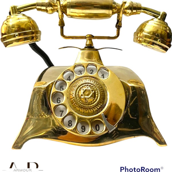 Brass Antique Vintage Solid Telephone with Rotary Dialing Working Telephone Home & Office Decor, Antique Brass Maharaja Rotary Telephone