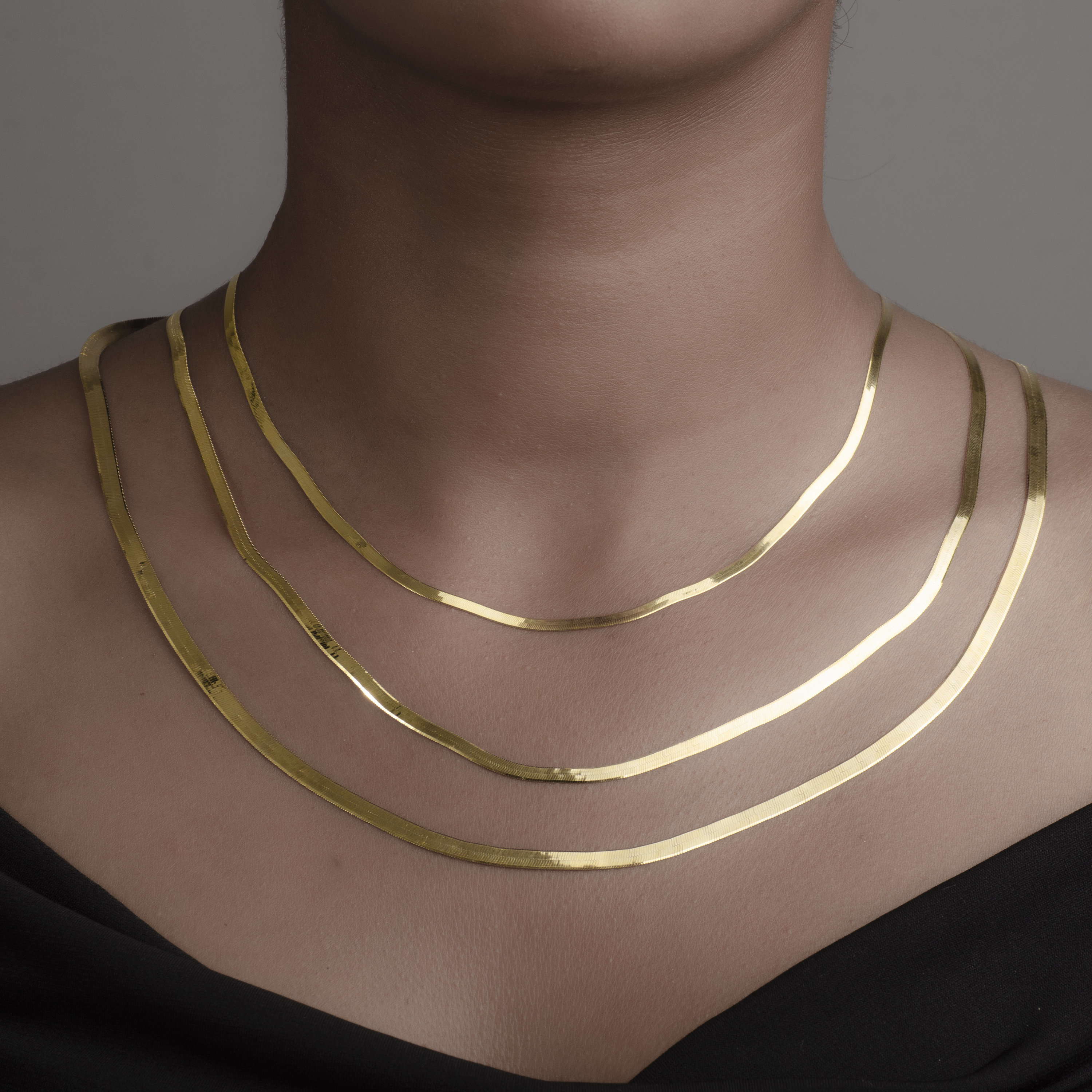 14K Gold Plated Herringbone Choker Necklace - 14.5" Snake Chain With 2" Extender, Minimalist Layered Jewelry Gift 9 thumbnail image