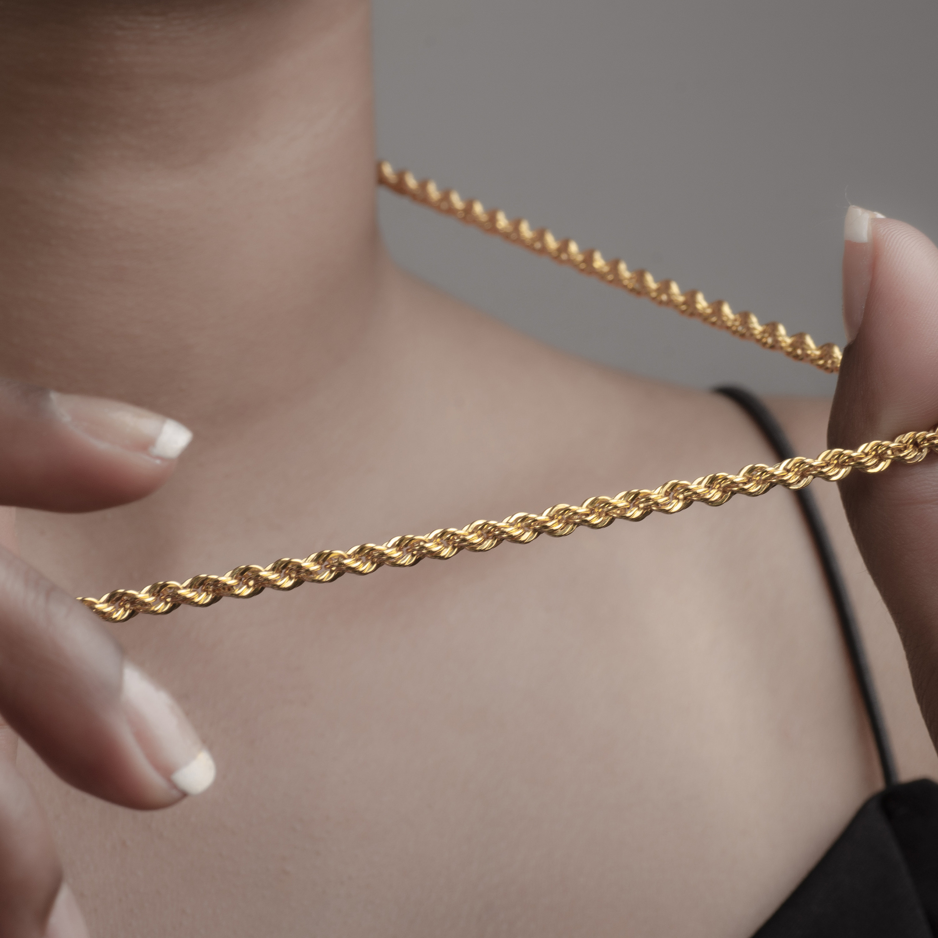 14K Gold Rope Chain Necklace for Women, Her or Men, Twisted Necklace