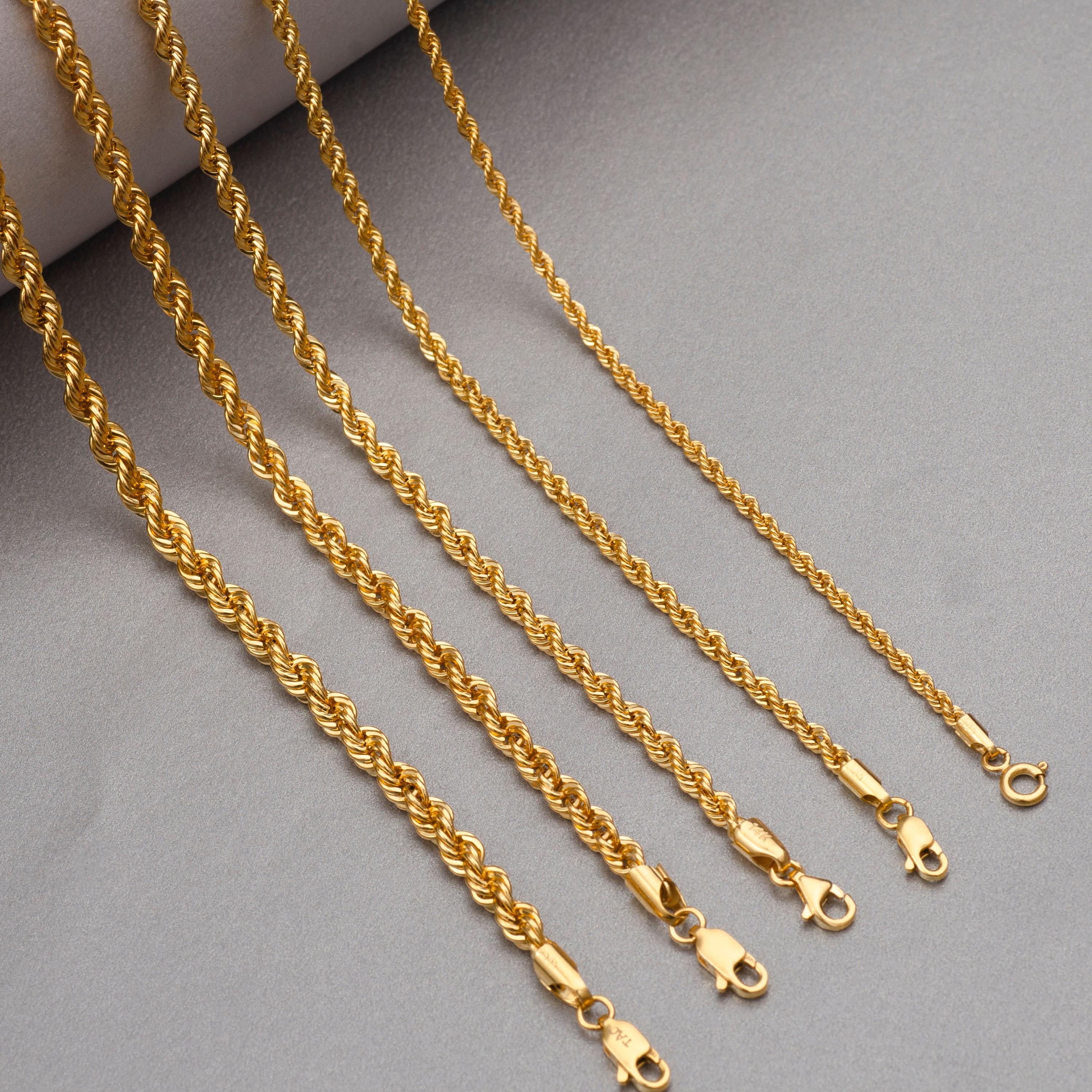 14K Gold Rope Chain Necklace for Women, Her or Men, Twisted Necklace