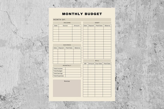 Monthly Budget Planner A4 Download and Printable - Etsy