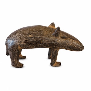 Ippopotamo in bronzo fatto a mano – Scultura di ippopotamo – Figurina in bronzo a cera persa – Decorazione a tema animale – Arte tribale