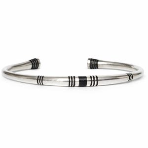 925 sterling silver bracelet with solid ebony, unisex handcrafted solid bangle 20g, black silver bangle, rare jewelry for a slim wrist