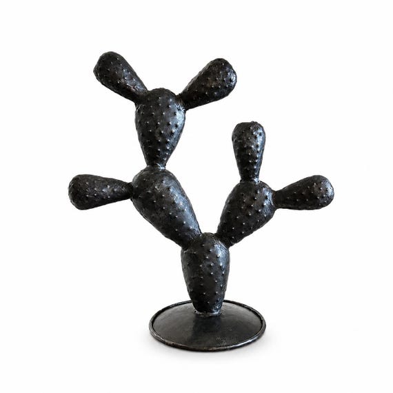 Cactus métal recyclé fait main – sculpture design industrielle – décoration artisanale moderne – objet déco contemporain -