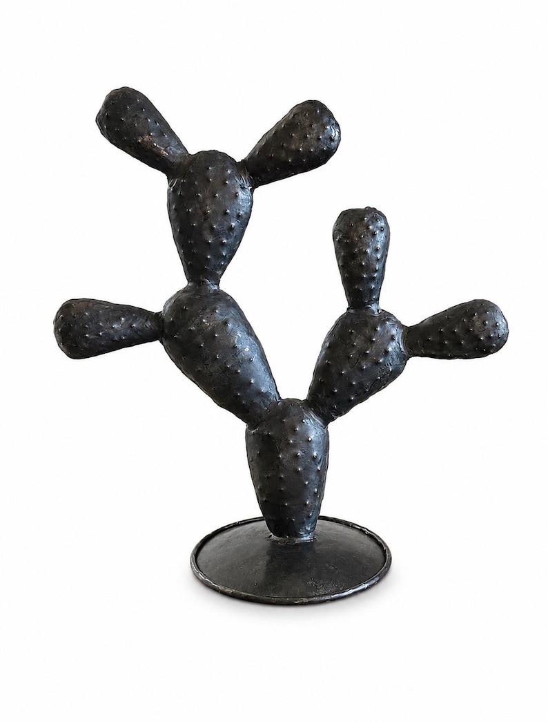 Handmade recycled metal cactus – industrial design sculpture – modern handcrafted decoration – contemporary decorative object image 2
