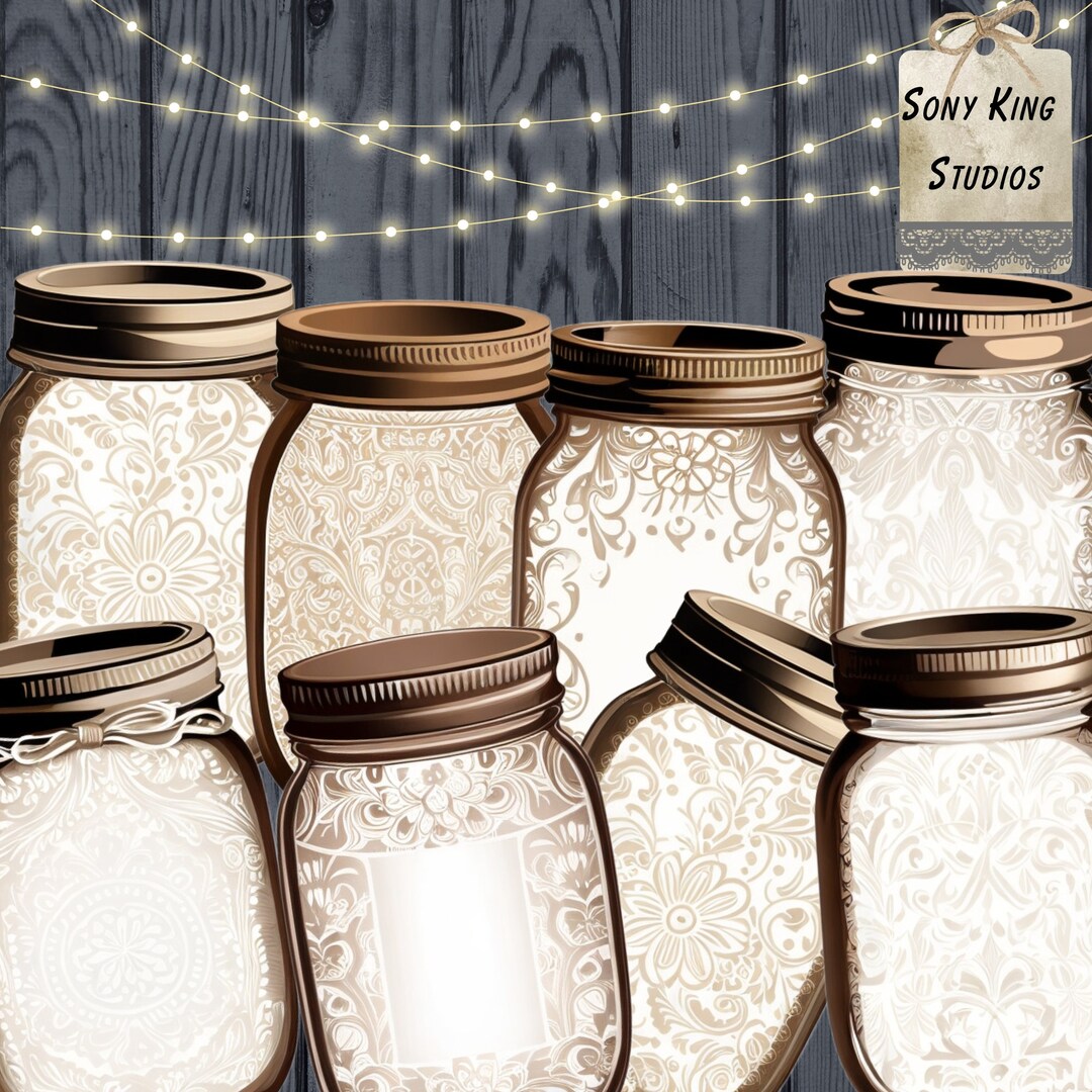Antique Paper Mason Jar Tags Printable Gift Tags &amp; Floral - Etsy