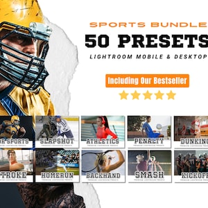 50 Sports Presets Bundle, Lightroom Mobile & Desktop, Sports Photoshop, Football Photography, Photo Filter, Basketball, Soccer, Fitness