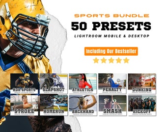 Zestaw 50 sportowych presetów, Lightroom Mobile & Desktop, Photoshop sportowy, Fotografia piłkarska, Filtr fotograficzny, Koszykówka, Piłka nożna, Fitness
