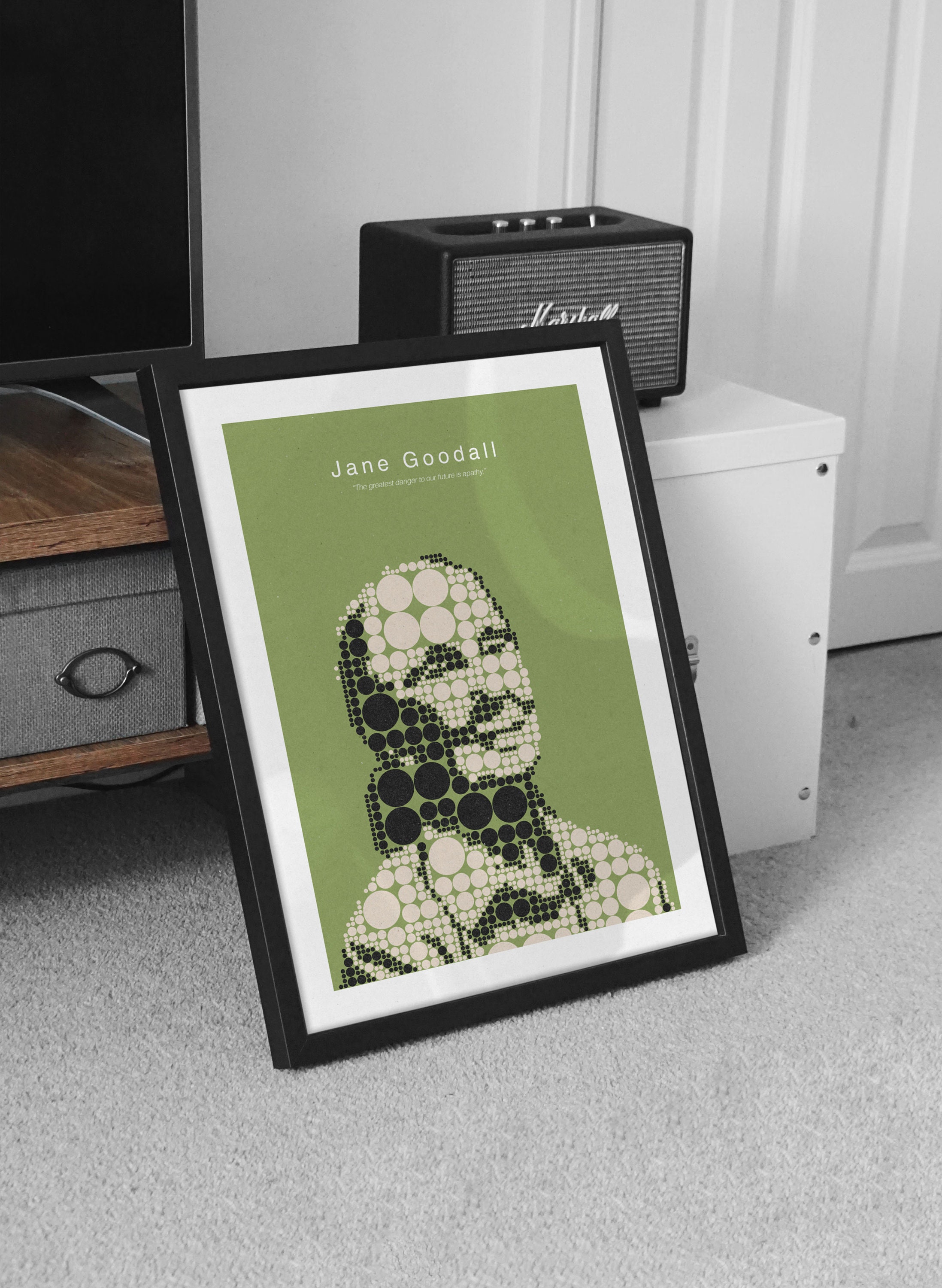 Jane Goodall Poster Print Minimal Dot Art Print Feminist - Etsy