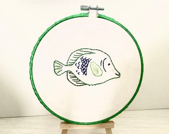 Fish hand embroidered hoop art