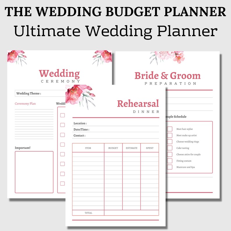 Wedding Budget Planner Printable Instant Download Etsy