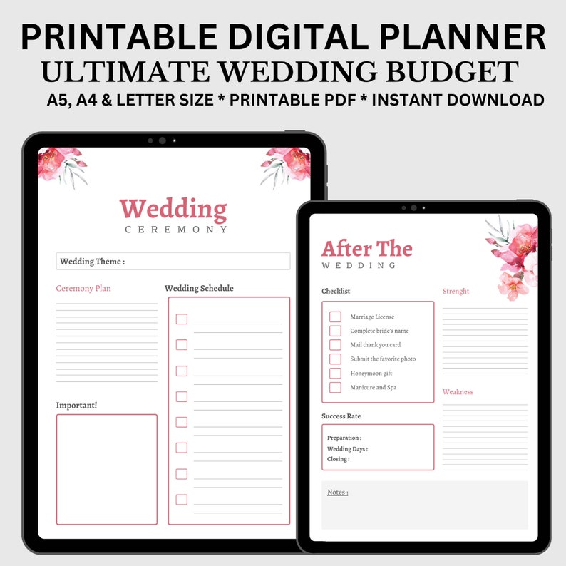 Wedding Budget Planner Printable Instant Download Etsy