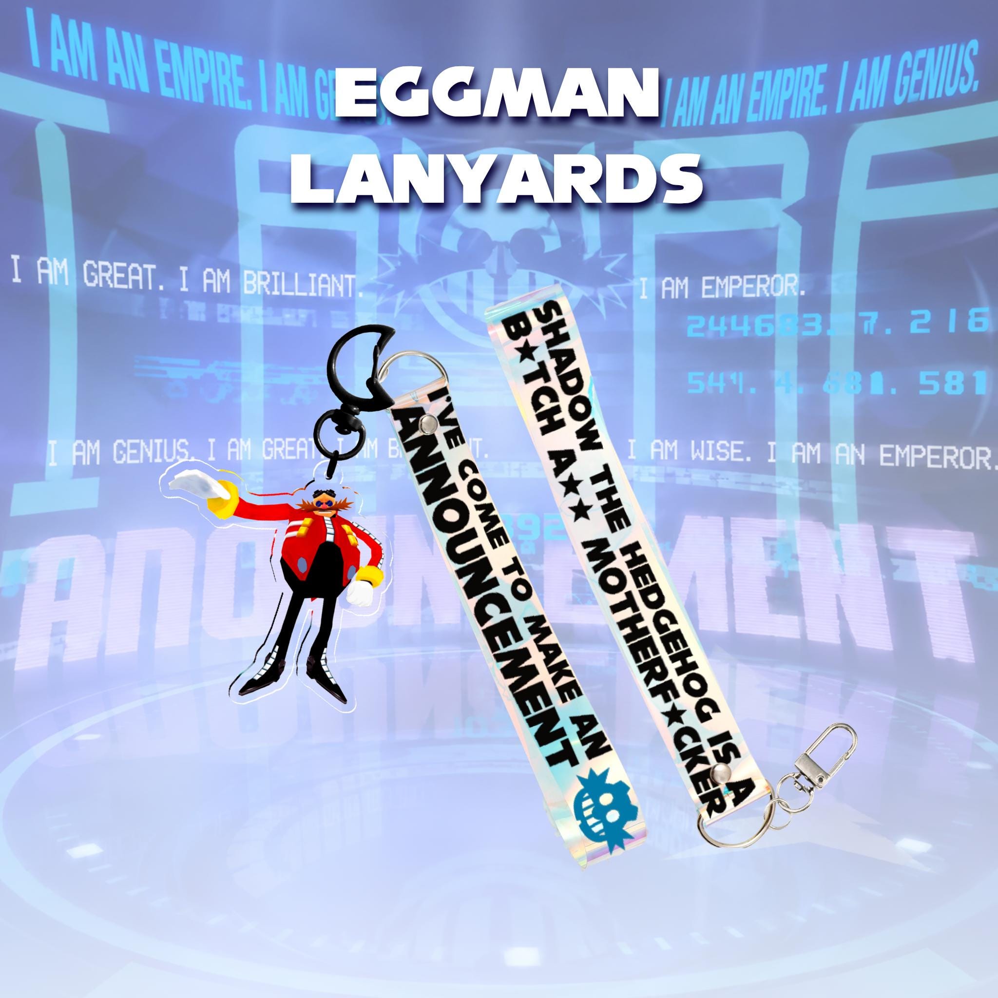 Eggman Holographic PVC Lanyard Keychain