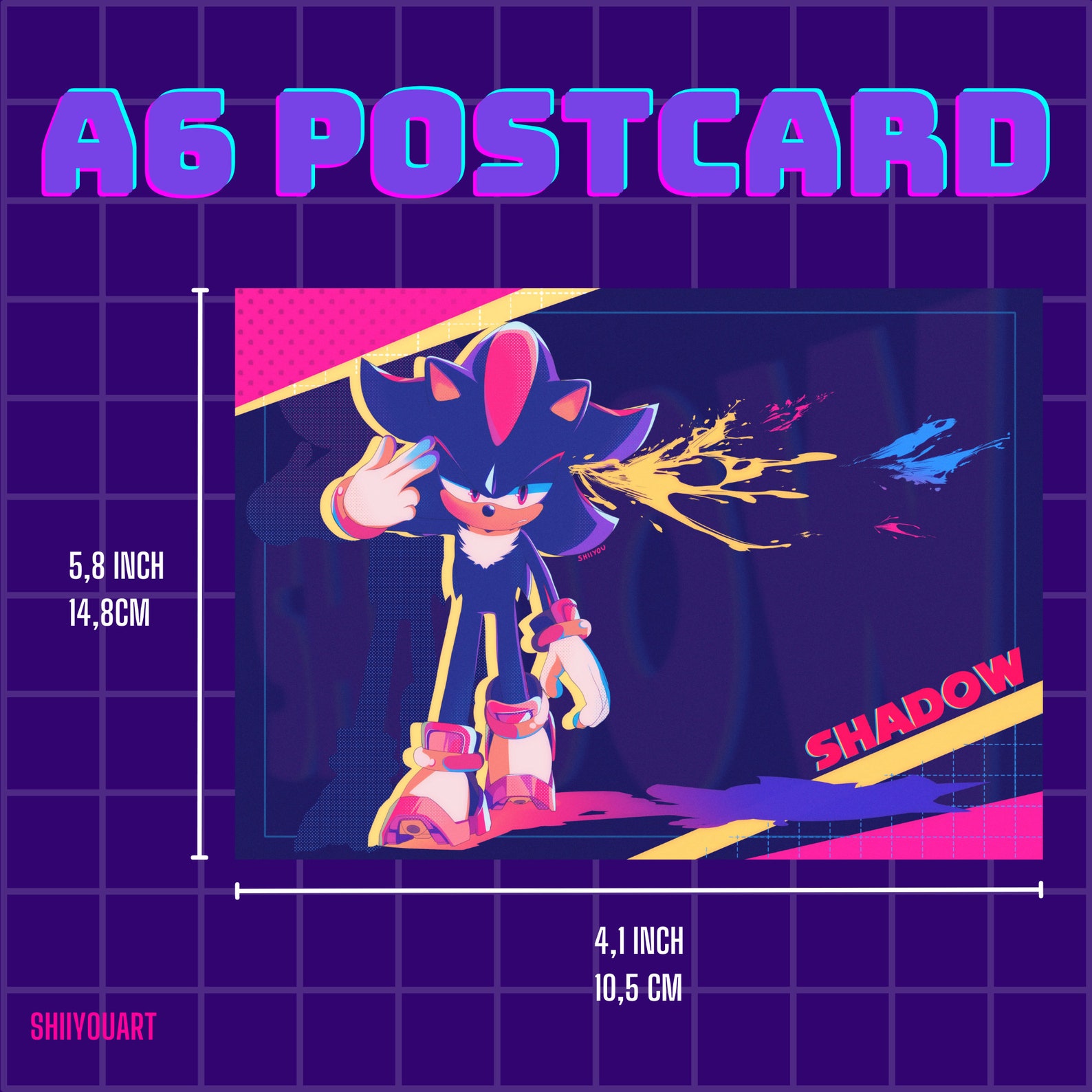 Shadow the Hedgehog Color Splash Postcard A6 Print - Etsy