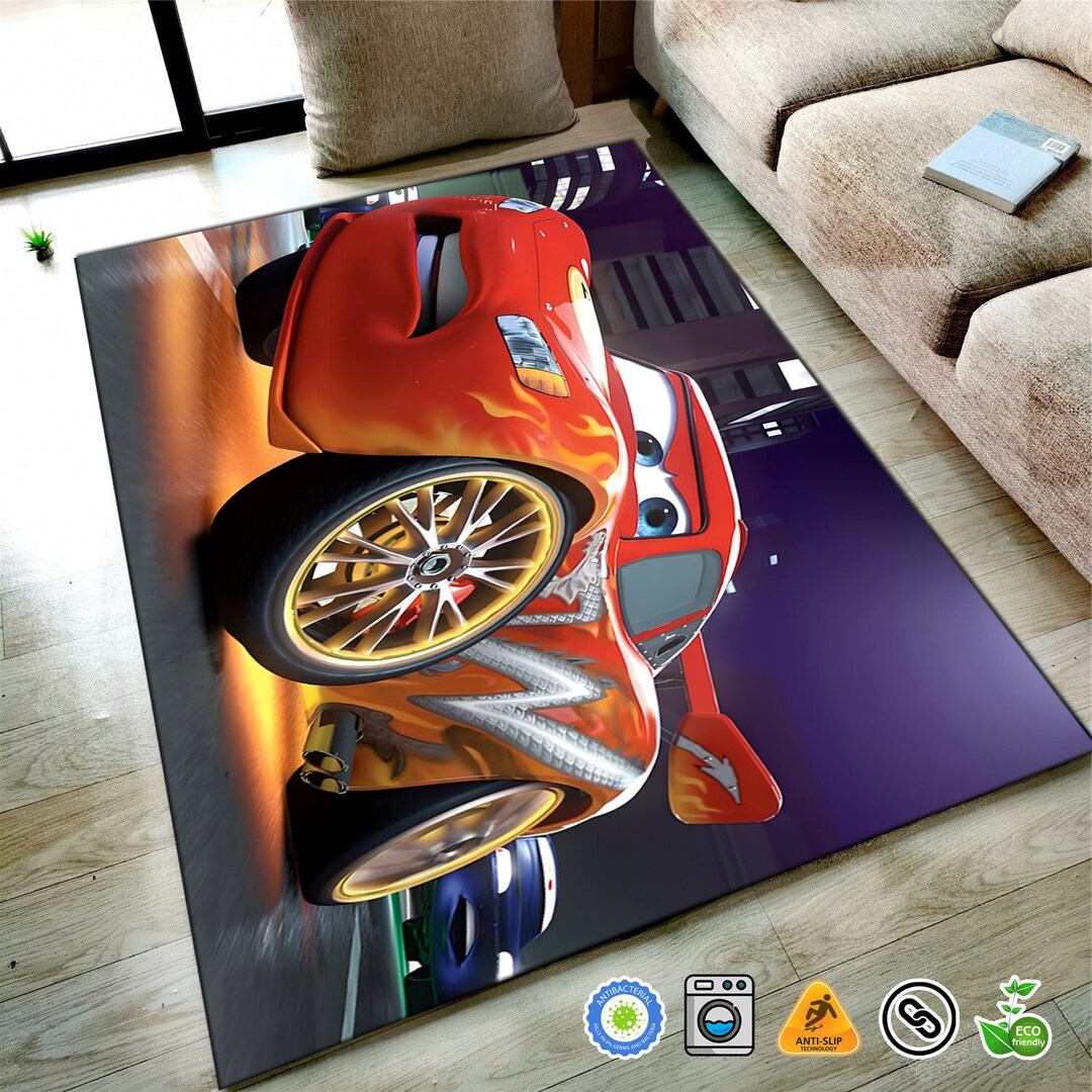 Lightning Mcqueen Rug Cars Movie Rug Trendy Rug Mcqueen Etsy