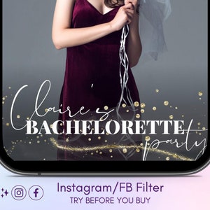 Bachelorette Instagram Filter, Custom Filters For Instagram, Personalised Instagram Story Filter, Bachelorette Props, Bridal Party Favors