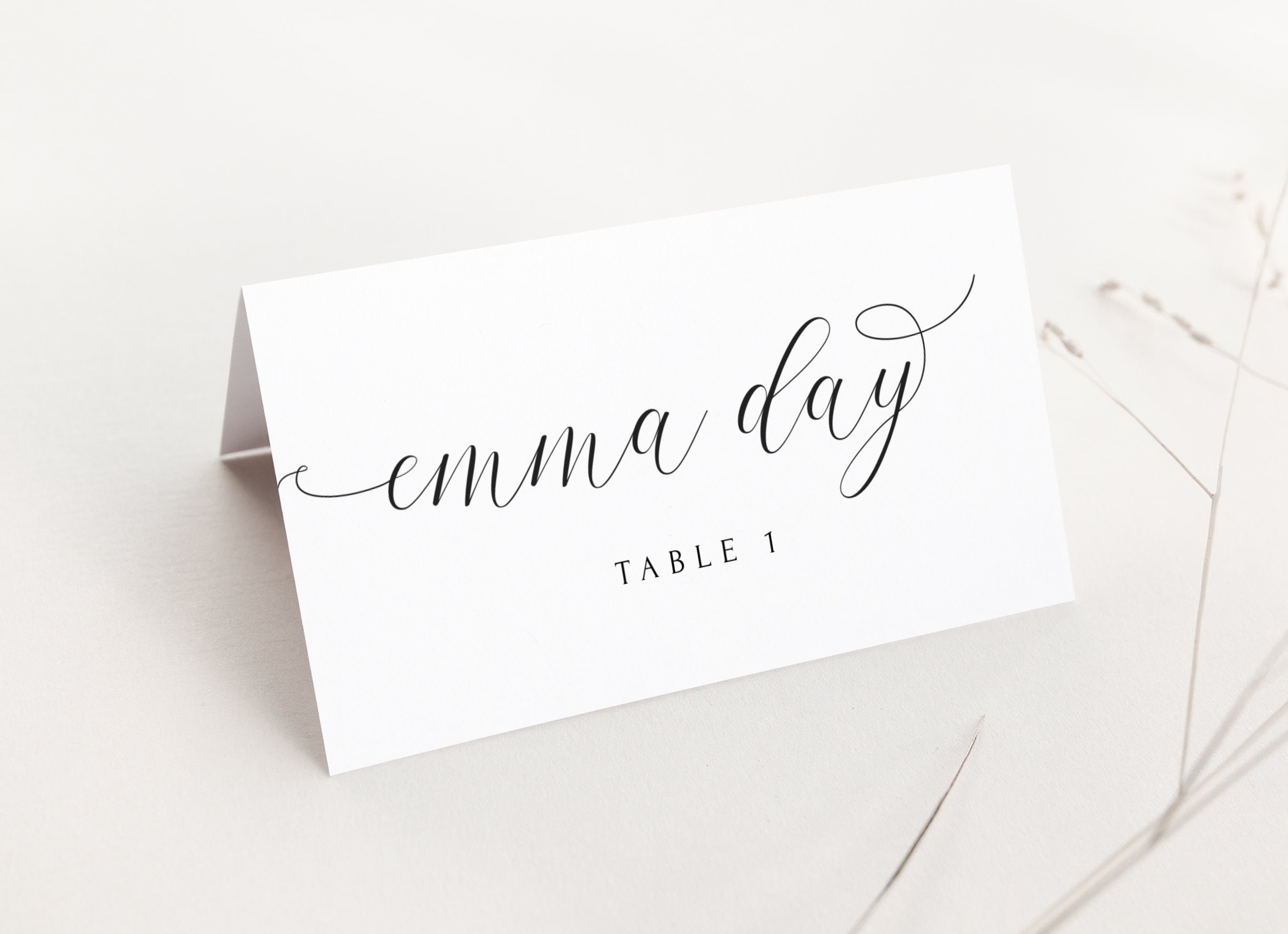 Printable Place Name Card With Fancy Font, Templett Template ...