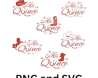 Mis quince SVG western hat boots horse