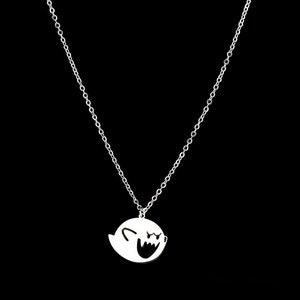 Buu Huu Necklace • Mean Boo Necklace • Super Mario Buhu Boo Buu Ghost Necklace • Cartoon Anime Cosplay • Gift Idea • Stainless Steel Chain