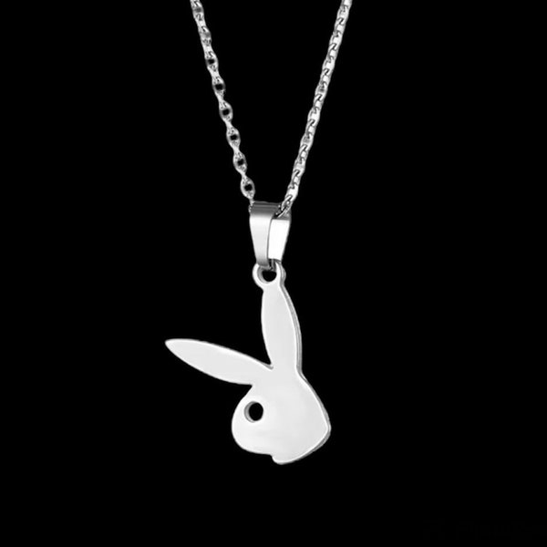 Playboy Bunny Halskette Chain Kette • Playboy Hase Kette • Edelstahl Kette • Playboy Bunny Kaninchen Anhänger • Wasserfest •Geschenkidee