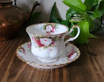 Vintage Royal Albert Celebration Rose Teacup and Saucer Set