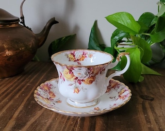 Royal Albert Lenora Rose Teacup and Saucer Set: 1970s Collectible