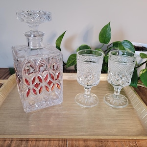 Vintage Lead Crystal Decanter: Echt Bleikristall with Red Accents