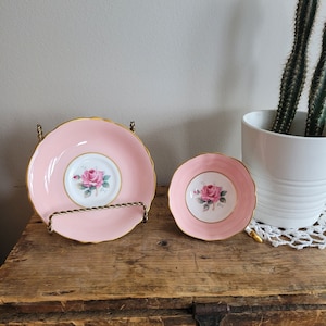 Paragon Pale Pink Teacup & Saucer: English Bone China, Cabbage Rose