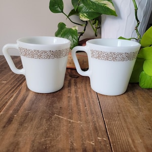Pyrex Woodland Patterned Mug Set | Set of 2 Pyrex Coffee Cups | Woodland Pyrex Cups | Set of 2