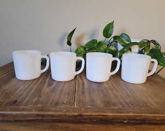 Juego de 4 tazas de café vintage de vidrio con leche de Federal Glass