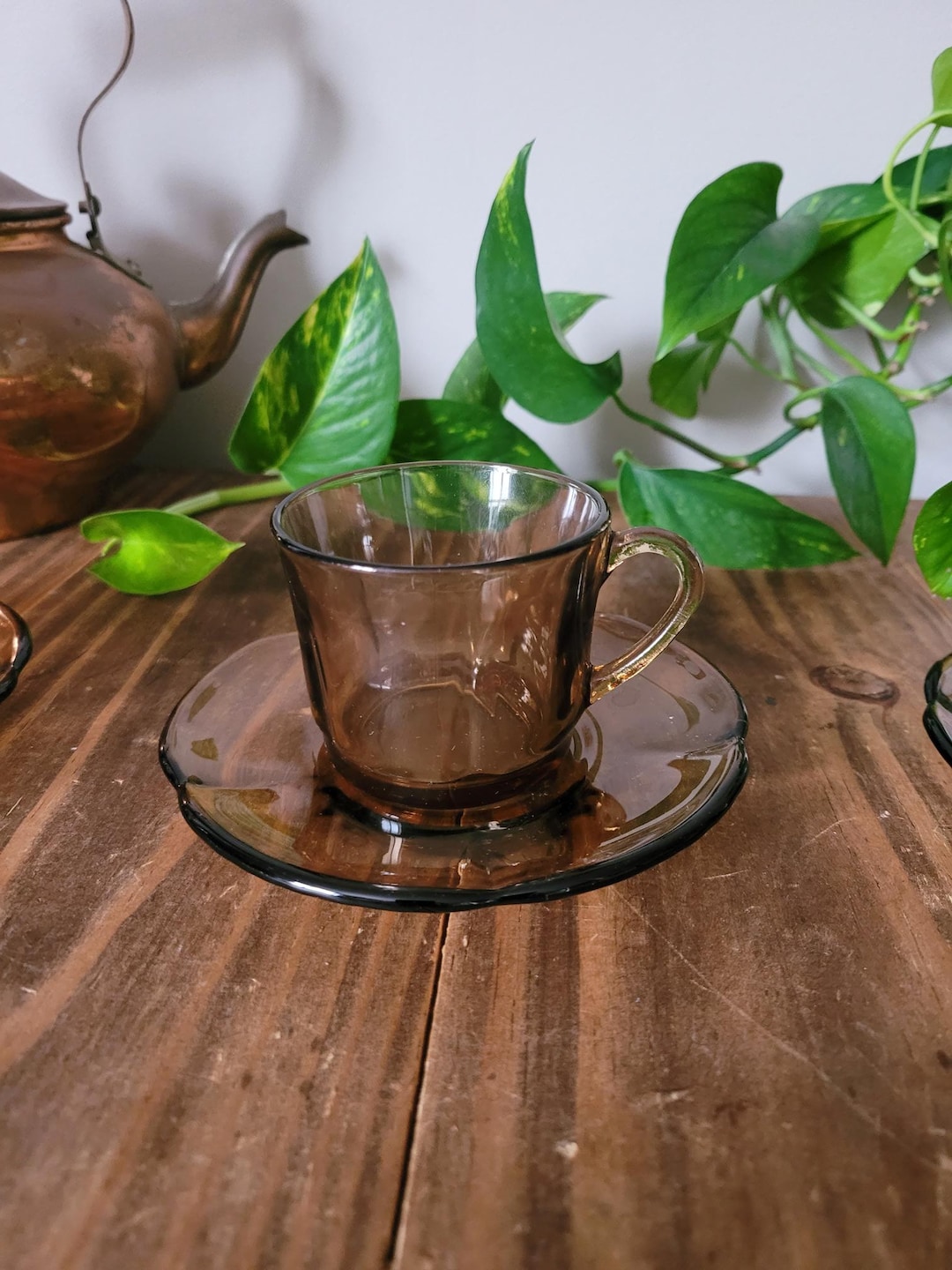 Duralex Spain Demitasse Cups Brown Glass Espresso Coffee Etsy