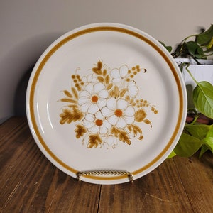 Mountain Wood Dried Flowers Vintage Stoneware Dinner Plates | 10.5&quot; Japan Stoneware Dinner Plates | Vintage Stoneware Plates | Made in Japan