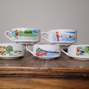 Vintage Kids Campbells Soup Bowls | Retro Campbells Soup Kid Bowls | Collectible Campbells Soup Bowls | Vintage Soup \ Cereal Bowls