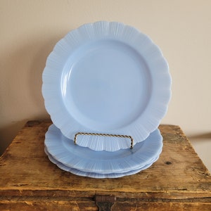 PYREX Delphite Blue Dinner Plates | Rare Collectible Pyrex Blue Delphite Plates | 9 1/2 Inch Dinner Plates | RARE Pyrex | Set of 4