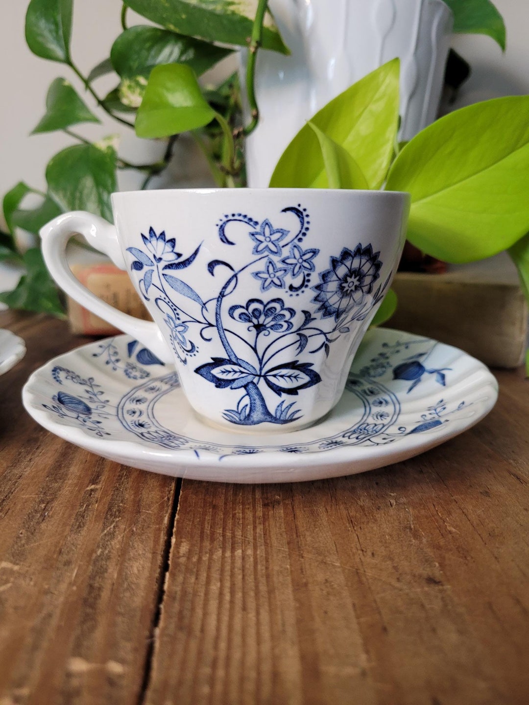 Vintage J & G Meakin Blue Nordic Blue and White Teacup and Saucer Set