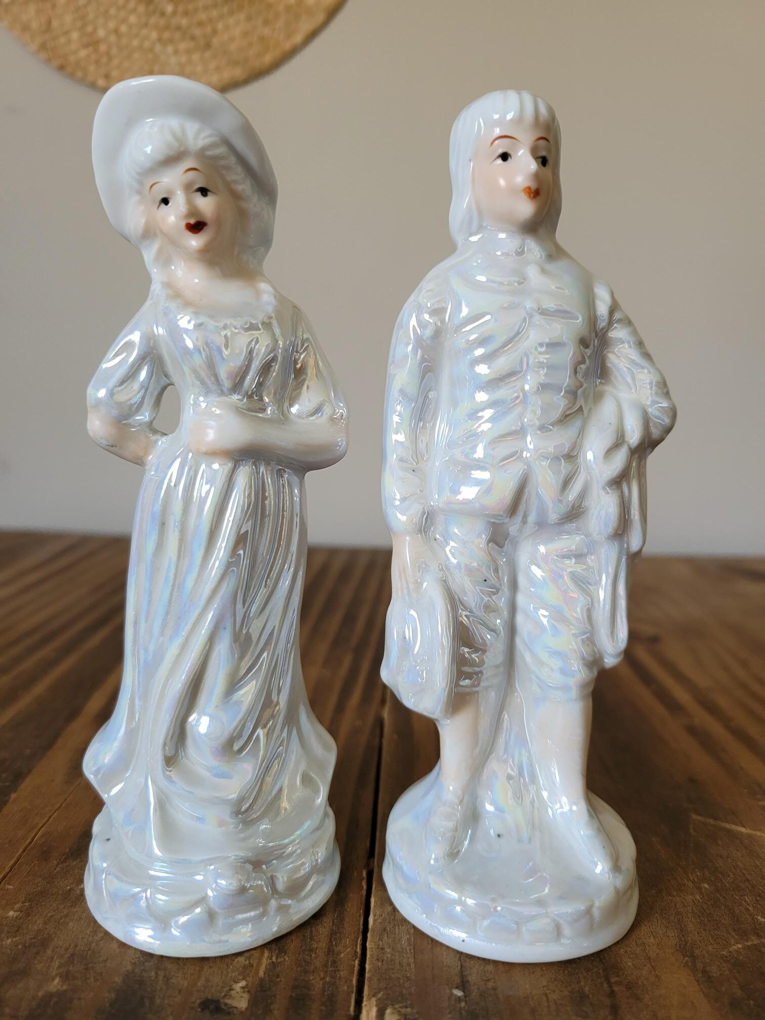 Porcelain Lady Angela White Lusterware Figurines Decorative Etsy