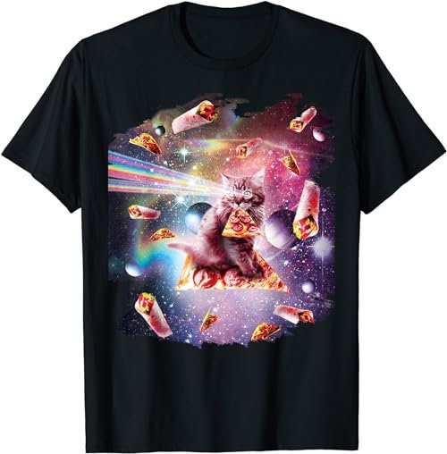 Outer Space Pizza Cat - Rainbow Laser Taco Burrito  T-Shirt, Sweatshirt, Hoodie - 34202