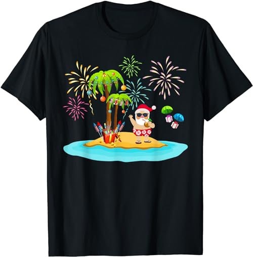 Decorated Christmas Palm Tree Tropical Xmas Coconut Lights  T-Shirt, Sweatshirt, Hoodie - 100097