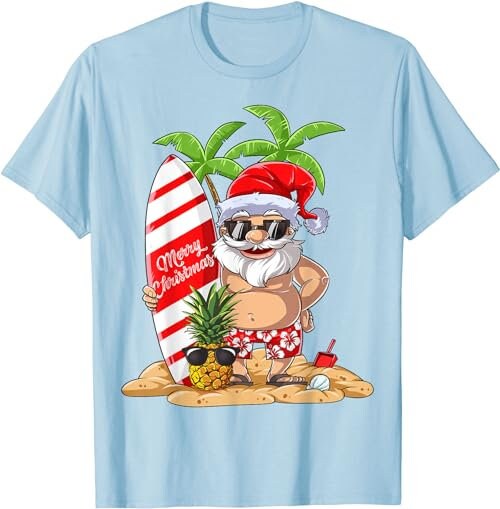 Christmas in July Santa Hawaiian Surfing Gifts Summer Surf  T-Shirt, Sweatshirt, Hoodie - 100207