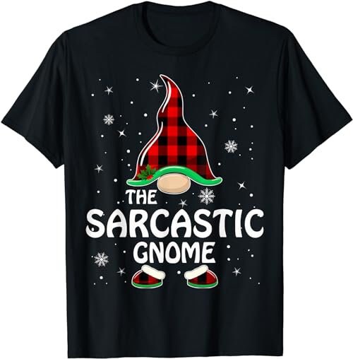 Sarcastic Gnome Buffalo Plaid Matching Family Christmas  T-Shirt, Sweatshirt, Hoodie - 100166