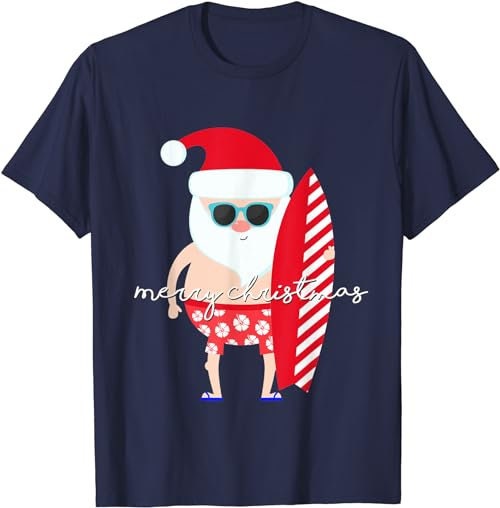 Christmas Family Vacation Matching Surfer Santa Surfing  T-Shirt, Sweatshirt, Hoodie - 100071