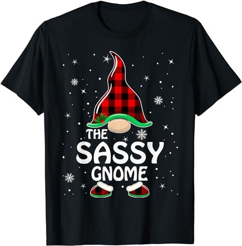 Sassy Gnome Buffalo Plaid Matching Family Christmas Pajama  T-Shirt, Sweatshirt, Hoodie - 100134