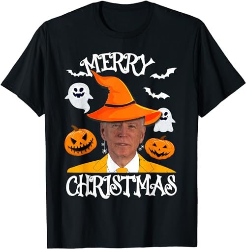 Joe Biden Merry Christmas Halloween Jokes Pumpkin Ghost  T-Shirt, Sweatshirt, Hoodie - 100426