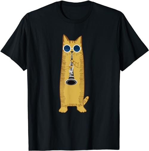 Cool Cat Playing The Clarinet Design Hippy Hipster Kitty  T-Shirt, Sweatshirt, Hoodie - 33548