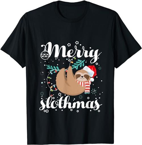 Merry Slothmas T Shirt Christmas Pajama for Sloth Lovers  T-Shirt, Sweatshirt, Hoodie - 100153