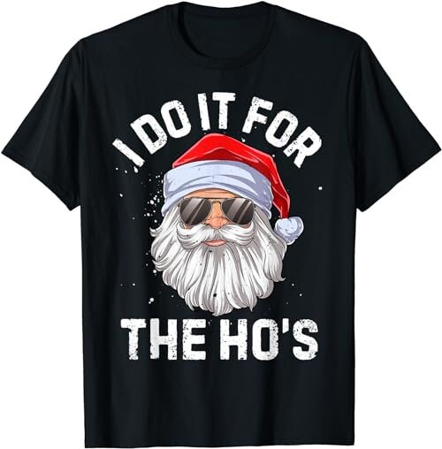 I Do It For The Ho's Funny Inappropriate Christmas Men Short Sleeve Santa  T-Shirt, Sweatshirt, Hoodie - 100193