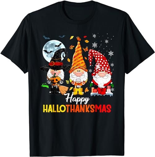 Funny Pumpkin Gnomes Hallo-thank-mas Thanksgiving Christmas  T-Shirt, Sweatshirt, Hoodie - 100162