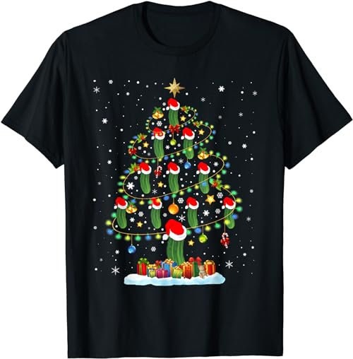 Santa Pickle Christmas Tree Lights Funny Pickle Lover Gifts  T-Shirt, Sweatshirt, Hoodie - 100250