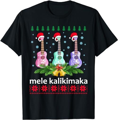 Mele Kalikimaka Shirt Ukulele Guitar Hawaii Christmas  T-Shirt, Sweatshirt, Hoodie - 100423